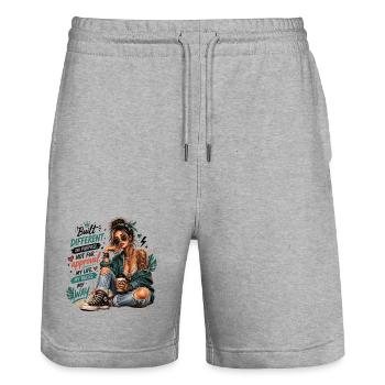 Built Different My Way - Aesthetic Boho Tattoo Gir - Stanley/Stella Unisex Bio Joggingshorts Trainer  - Grau meliert - Vorne - Nik (191cm) & Marisol (170cm)