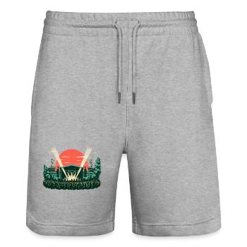 B3B3D576-F368-4D18-9862-6A81A461F9F7 - Stanley/Stella Unisex Bio Joggingshorts Trainer  - Grau meliert - Vorne - Nik (191cm) & Marisol (170cm)