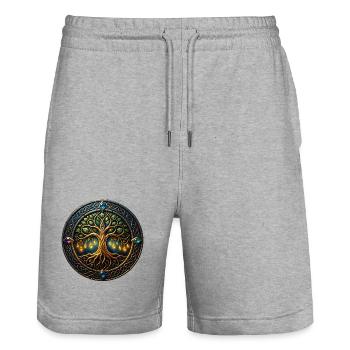 Fantasiebaum des Lichts - Stanley/Stella Unisex Bio Joggingshorts Trainer  - Grau meliert - Vorne - Nik (191cm) & Marisol (170cm)