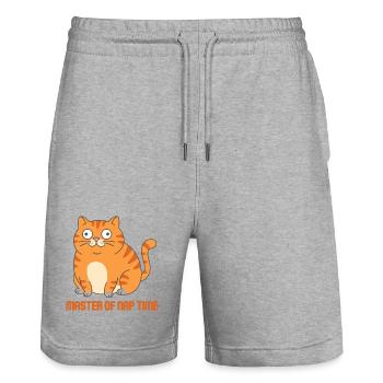 Meister der Schlafzeit-Katze - Stanley/Stella Unisex Bio Joggingshorts Trainer  - Grau meliert - Vorne - Nik (191cm) & Marisol (170cm)
