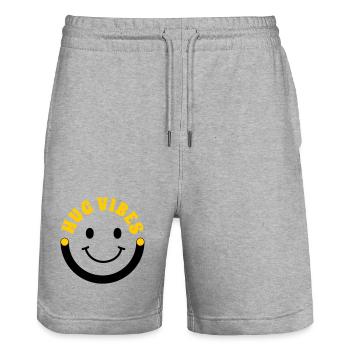 Minimalist Hug Vibes – Typographie avec courbe de sourire - Short de jogging bio TRAINER Stanley/Stella unisexe - gris chiné - Devant - Nik (191cm) & Marisol (170cm)