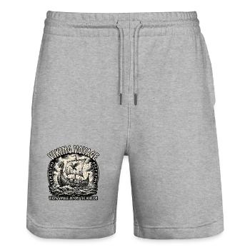 Viking Boat Middle Ages - Stanley/Stella Trainer Unisex Organic Jogging Shorts - heather grey - Front - Nik (191cm) & Marisol (170cm)