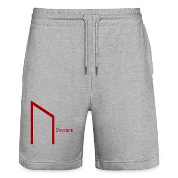 Rune Uruz avec Sens Rouge – Viking Futhark Norse - Short de jogging bio TRAINER Stanley/Stella unisexe - gris chiné - Devant - Nik (191cm) & Marisol (170cm)