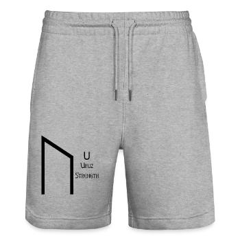 Uruz Rune Complete Black – Viking Futhark - Short de jogging bio TRAINER Stanley/Stella unisexe - gris chiné - Devant - Nik (191cm) & Marisol (170cm)