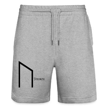 Rune Uruz avec Sens Noir – Viking Futhark - Short de jogging bio TRAINER Stanley/Stella unisexe - gris chiné - Devant - Nik (191cm) & Marisol (170cm)