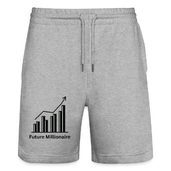 Future Millionaire – Mentalité de conception d’entreprise - Short de jogging bio TRAINER Stanley/Stella unisexe - gris chiné - Devant - Nik (191cm) & Marisol (170cm)