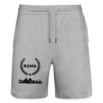 Roma - Stanley/Stella Unisex Bio Joggingshorts Trainer  - Grau meliert - Vorne - Nik (191cm) & Marisol (170cm)