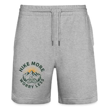 Hike More Worry Less Vintage - Stanley/Stella Trainer Unisex Organic Jogging Shorts - heather grey - Front - Nik (191cm) & Marisol (170cm)