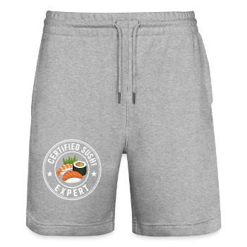 Sushi Expert Sushi Japonais Cadeau - Short de jogging bio TRAINER Stanley/Stella unisexe - gris chiné - Devant - Nik (191cm) & Marisol (170cm)