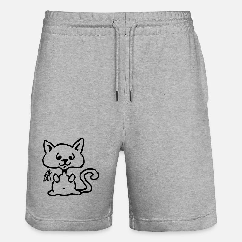 Katze - Stanley/Stella Unisex Bio Joggingshorts Trainer  - Grau meliert
