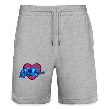 Look At My Belly - Stanley/Stella Trainer Unisex Organic Jogging Shorts - heather grey - Front - Nik (191cm) & Marisol (170cm)