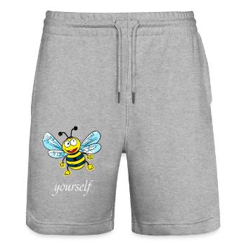 be (e) yourself - Stanley/Stella Trainer Unisex Organic Jogging Shorts - heather grey - Front - Nik (191cm) & Marisol (170cm)
