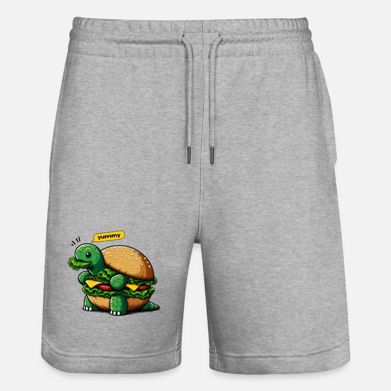Turtle Burger Drôles D’animaux - Short de jogging bio TRAINER Stanley/Stella unisexe - gris chiné