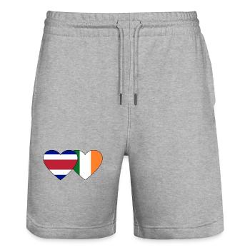 Coeur du drapeau de l’Irlande du Costa Rica - Short de jogging bio TRAINER Stanley/Stella unisexe - gris chiné - Devant - Nik (191cm) & Marisol (170cm)