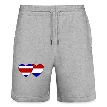 Costa Rica Holland Flag Heart - Stanley/Stella Trainer Unisex Organic Jogging Shorts - heather grey - Front - Nik (191cm) & Marisol (170cm)