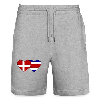 Denmark Costa Rica Flag Heart - Stanley/Stella Trainer Unisex Organic Jogging Shorts - heather grey - Front - Nik (191cm) & Marisol (170cm)