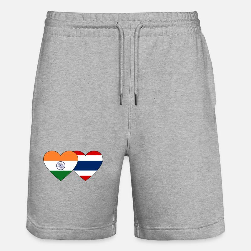 Inde Thaïlande Flag Heart - Short de jogging bio TRAINER Stanley/Stella unisexe - gris chiné