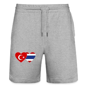 Türkei Thailand Flagge Herz - Stanley/Stella Unisex Bio Joggingshorts Trainer  - Grau meliert - Vorne - Nik (191cm) & Marisol (170cm)