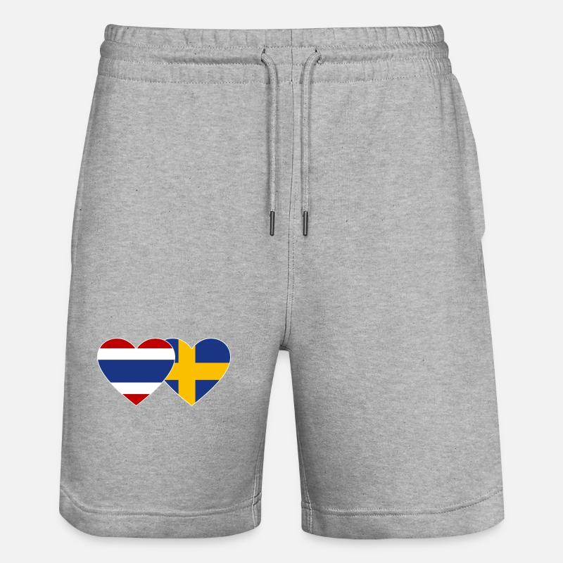 Thaïlande Suède Drapeau Coeur - Short de jogging bio TRAINER Stanley/Stella unisexe - gris chiné