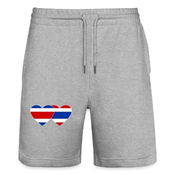 Thaïlande Costa Rica drapeau coeur - Short de jogging bio TRAINER Stanley/Stella unisexe - gris chiné - Devant - Nik (191cm) & Marisol (170cm)
