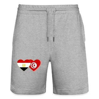 Egypte Tunisie Drapeau Coeur - Short de jogging bio TRAINER Stanley/Stella unisexe - gris chiné - Devant - Nik (191cm) & Marisol (170cm)