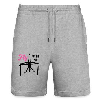 Flieg mit mir Silk Circus Antenne - Stanley/Stella Unisex Bio Joggingshorts Trainer  - Grau meliert - Vorne - Nik (191cm) & Marisol (170cm)