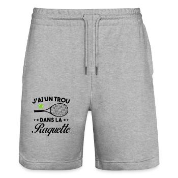 J'ai un trou dans la raquette cadeau tennis drôle - Short de jogging bio TRAINER Stanley/Stella unisexe - gris chiné - Devant - Nik (191cm) & Marisol (170cm)
