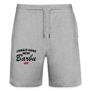 Barbu Assorti Humour Couple Cadeau St Valentin - Short de jogging bio TRAINER Stanley/Stella unisexe - gris chiné - Devant - Nik (191cm) & Marisol (170cm)