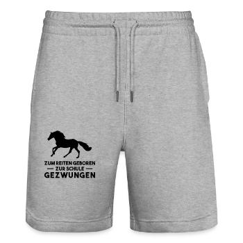 Zum Reiten Geboren Zur Schule Gezzwungen - Stanley/Stella Unisex Bio Joggingshorts Trainer  - Grau meliert - Vorne - Nik (191cm) & Marisol (170cm)