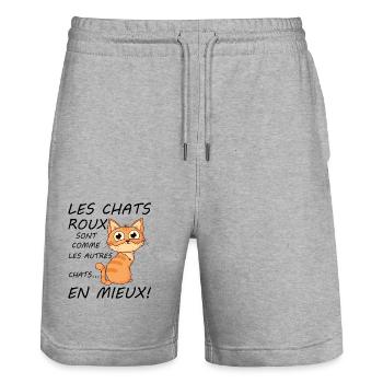 Chats Roux Sont Comme Les Autres Chats En Mieux - Short de jogging bio TRAINER Stanley/Stella unisexe - gris chiné - Devant - Nik (191cm) & Marisol (170cm)