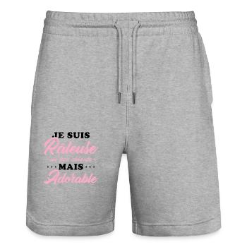Râleuse Mais Adorable Cadeau Humour Personnalisé - Short de jogging bio TRAINER Stanley/Stella unisexe - gris chiné - Devant - Nik (191cm) & Marisol (170cm)