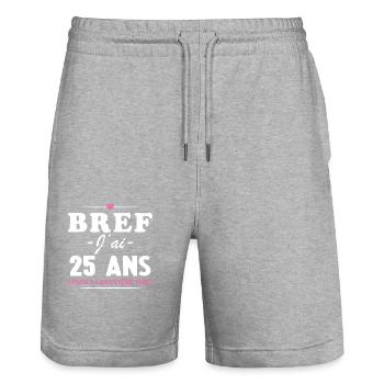50 ans Anniversaire 25 ans Pour La Deuxième Fois - Short de jogging bio TRAINER Stanley/Stella unisexe - gris chiné - Devant - Nik (191cm) & Marisol (170cm)