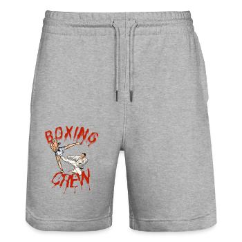 Boxing - Stanley/Stella Trainer Unisex Organic Jogging Shorts - heather grey - Front - Nik (191cm) & Marisol (170cm)