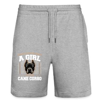 Cane Corso Dog - Stanley/Stella Trainer Unisex Organic Jogging Shorts - heather grey - Front - Nik (191cm) & Marisol (170cm)