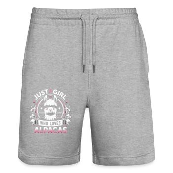 Alpaka Llama - Stanley/Stella Unisex Bio Joggingshorts Trainer  - Grau meliert - Vorne - Nik (191cm) & Marisol (170cm)