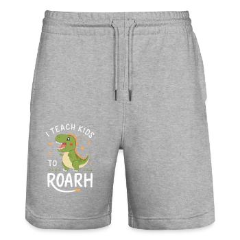 Speech Therapist Speech Therapy Speech Therapy - Stanley/Stella Trainer Unisex Organic Jogging Shorts - heather grey - Front - Nik (191cm) & Marisol (170cm)