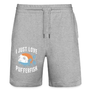 Kugelfisch Kugelfische Fisch Ozean Tier - Stanley/Stella Unisex Bio Joggingshorts Trainer  - Grau meliert - Vorne - Nik (191cm) & Marisol (170cm)