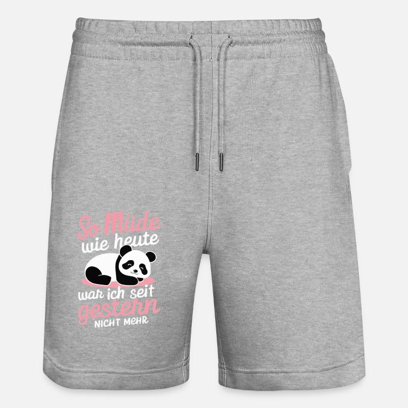 Panda Panda Bear Pandas - Stanley/Stella Trainer Unisex Organic Jogging Shorts - heather grey
