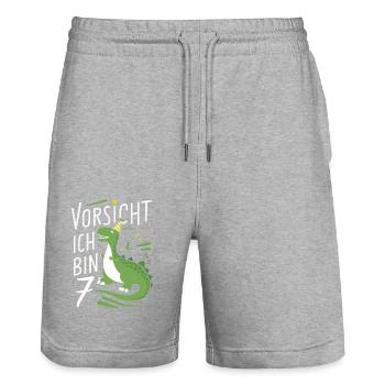Birthday Gift 7 Years Birthday Boy - Stanley/Stella Trainer Unisex Organic Jogging Shorts - heather grey - Front - Nik (191cm) & Marisol (170cm)