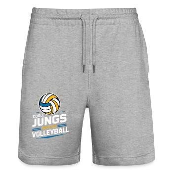 Volley-ball Volley-ball de plage Joueurs de volley-ball sportifs - Short de jogging bio TRAINER Stanley/Stella unisexe - gris chiné - Devant - Nik (191cm) & Marisol (170cm)