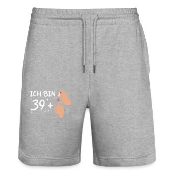 Birthday Present 40 Years Birthday Boy - Stanley/Stella Trainer Unisex Organic Jogging Shorts - heather grey - Front - Nik (191cm) & Marisol (170cm)