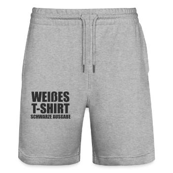 Funny Srkastic Irony Black Edition - Stanley/Stella Trainer Unisex Organic Jogging Shorts - heather grey - Front - Nik (191cm) & Marisol (170cm)