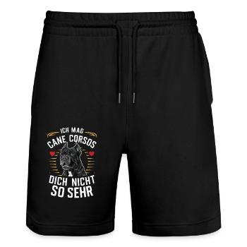 Chiens Cane Corso Italiano Chien - Short de jogging bio TRAINER Stanley/Stella unisexe - noir - Devant - Nik (191cm) & Marisol (170cm)