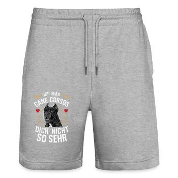 Dogs Cane Corso Italiano Dog - Stanley/Stella Trainer Unisex Organic Jogging Shorts - heather grey - Front - Nik (191cm) & Marisol (170cm)