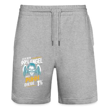 Funny Funny Funny Saying Funny Clothing - Stanley/Stella Trainer Unisex Organic Jogging Shorts - heather grey - Front - Nik (191cm) & Marisol (170cm)
