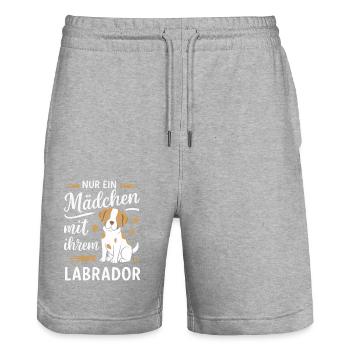 Labrador Hund Hunde - Stanley/Stella Unisex Bio Joggingshorts Trainer  - Grau meliert - Vorne - Nik (191cm) & Marisol (170cm)