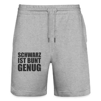 Funny Srkastic Irony Black Edition - Stanley/Stella Trainer Unisex Organic Jogging Shorts - heather grey - Front - Nik (191cm) & Marisol (170cm)
