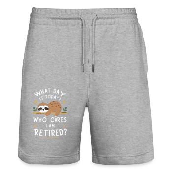 Faultier Faultiere Schlafen Faul - Stanley/Stella Unisex Bio Joggingshorts Trainer  - Grau meliert - Vorne - Nik (191cm) & Marisol (170cm)