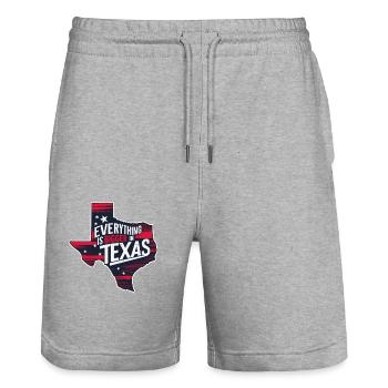 Texas State Texans Texas - Stanley/Stella Trainer Unisex Organic Jogging Shorts - heather grey - Front - Nik (191cm) & Marisol (170cm)