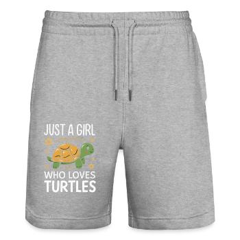 Turtle Sea Turtle Turtle Animal - Stanley/Stella Trainer Unisex Organic Jogging Shorts - heather grey - Front - Nik (191cm) & Marisol (170cm)